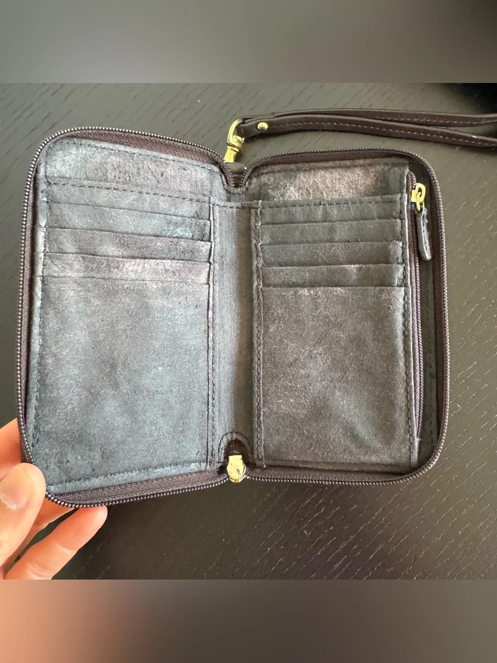 Coach Legacy Brown Leather Turnlock Zip Wristlet Wallet Y2K Brass